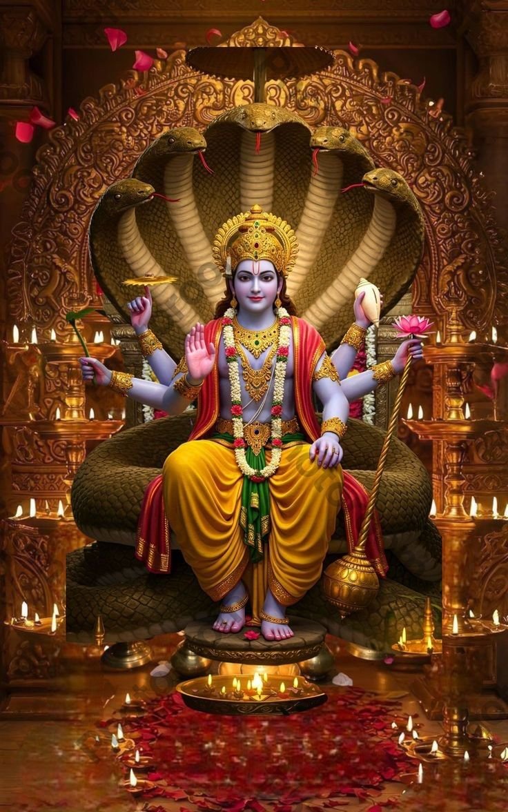 भगवान विष्णु शेषनाग आसन चित्र